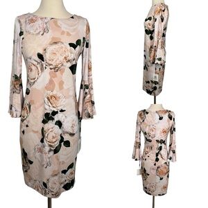 Calvin Klein Pink Sheath Dress with Bell Sleeves